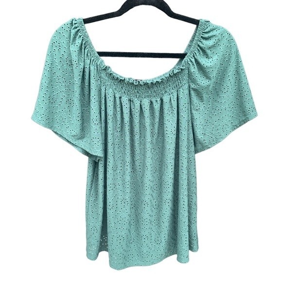 W5 Green Off Shoulder T-Shirt Size L - Picture 1 of 4